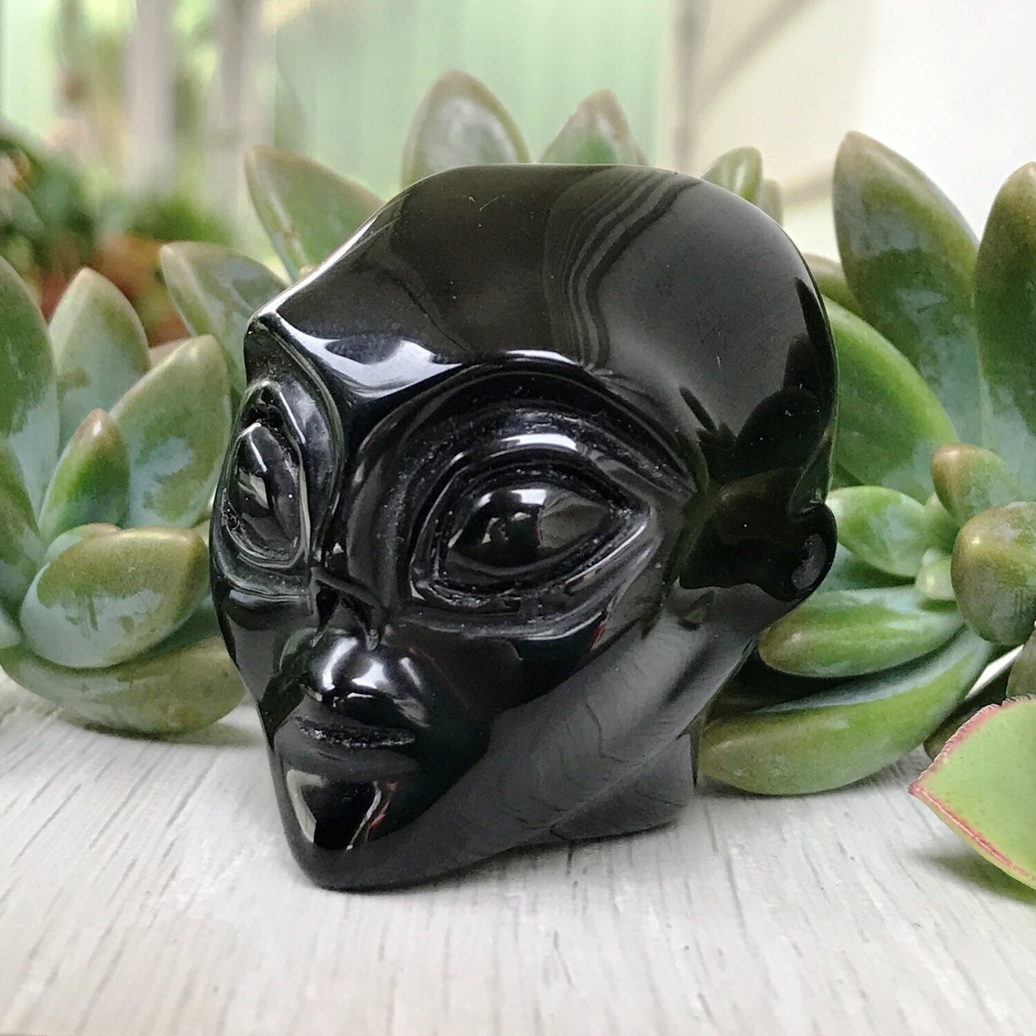 Black Obsidian Alien Skull
