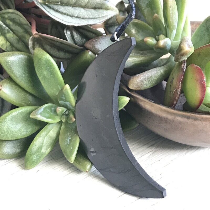Shungite Pendant - Crescent Moon
