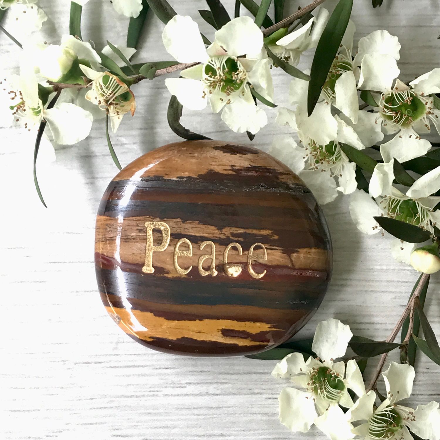 Tiger Iron Word Stone - Peace