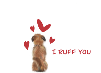 Valentine Card Hearts. " I RUFF YOU"