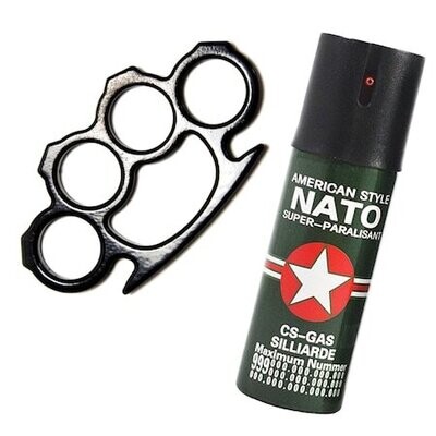 Kit autoaparare pumnal, rozeta, box, spray paralizant iritant nato