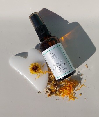 50ml 'face Oiling' night oil set with Gua sha stone and 30 day facial chart challenge!