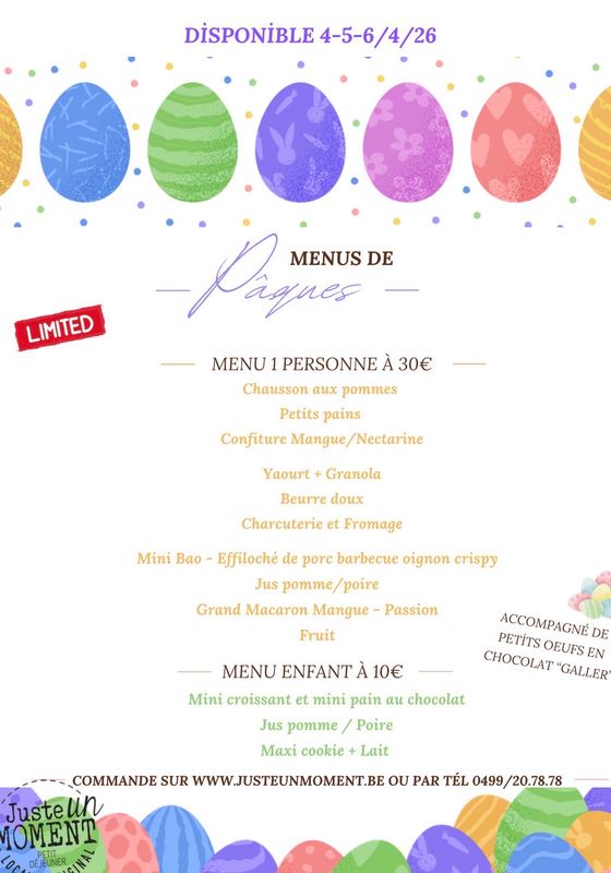 Menu de Pâques adulte