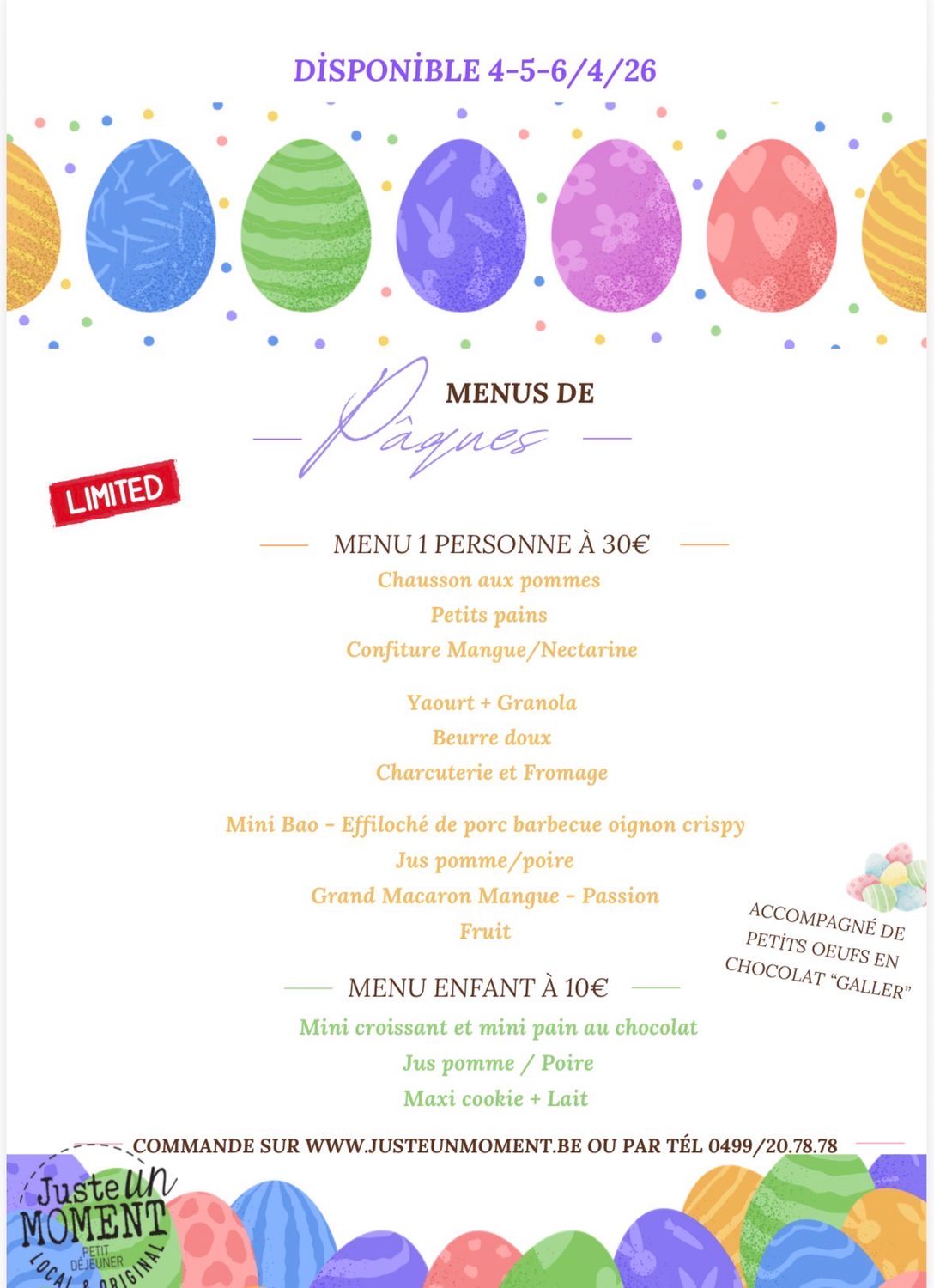 Menu de Pâques Enfant