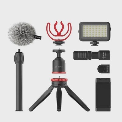 Boya Vlogging Kit Including Mini Tripod BY-MM1 Microphone& LED Light
