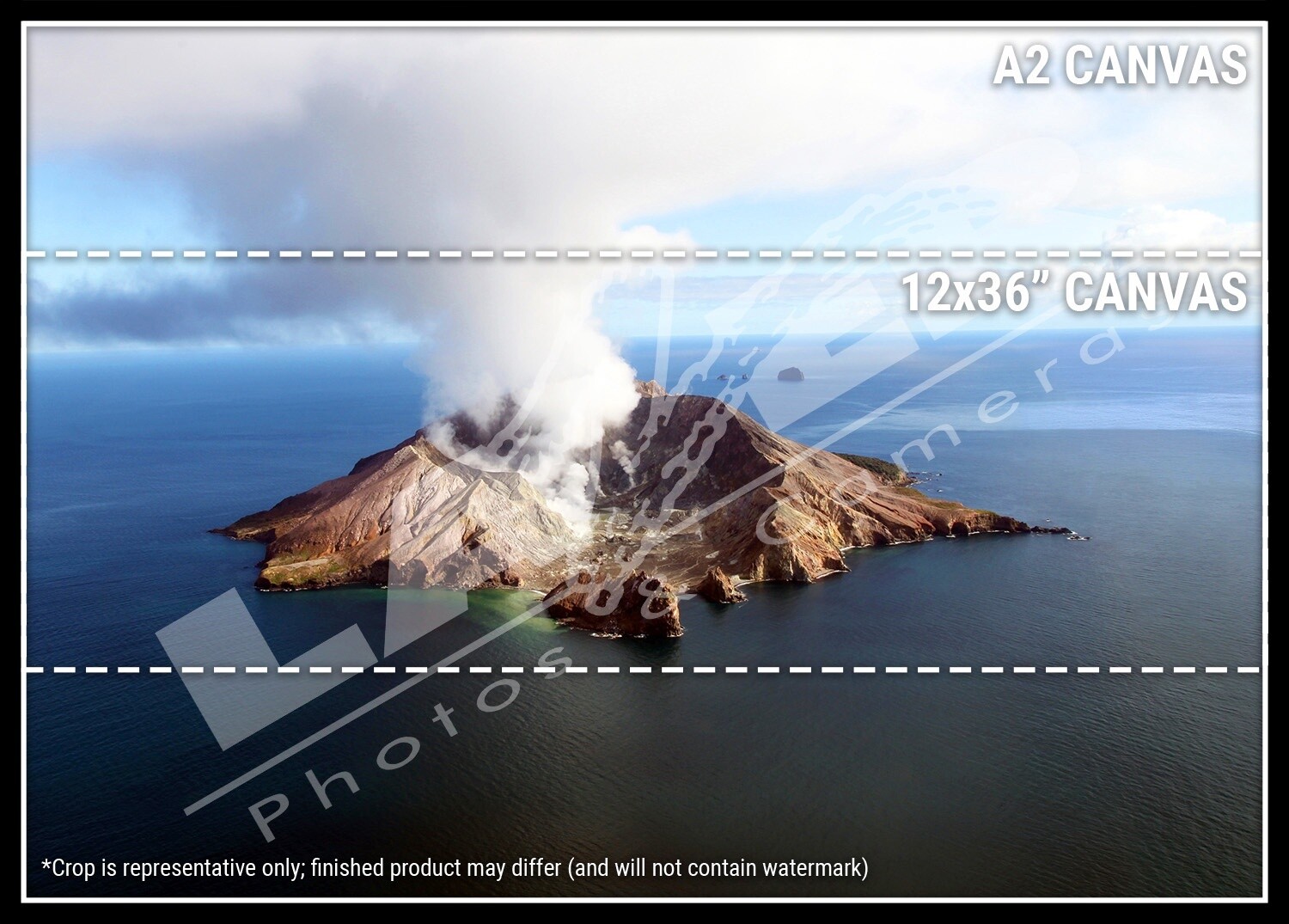 Whakatāne Scenic Canvas, Style: Whakaari/White Island, Size: A2