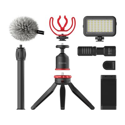 Boya Vlogging Kit Including Mini Tripod BY-MM1 Microphone&amp; LED Light