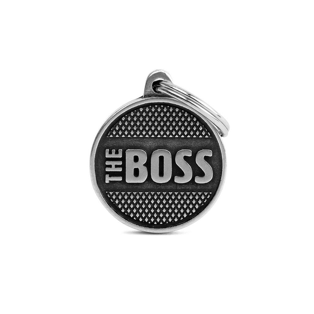 MyFamily Bronx ID Tag - Antique Silver &quot;The Boss&quot;