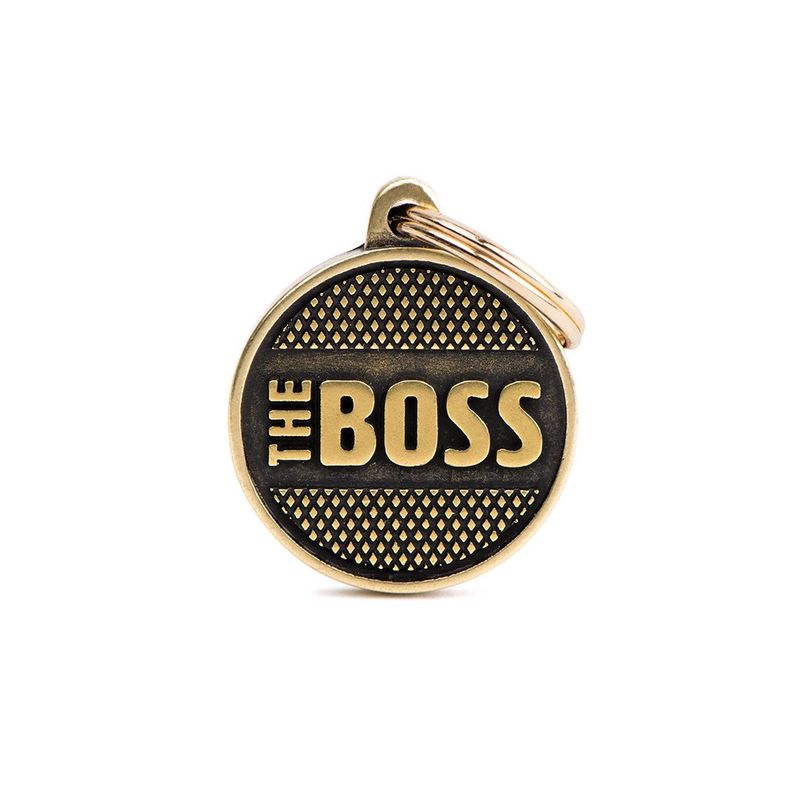MyFamily Bronx ID Tag - English Brass &quot;The Boss&quot;