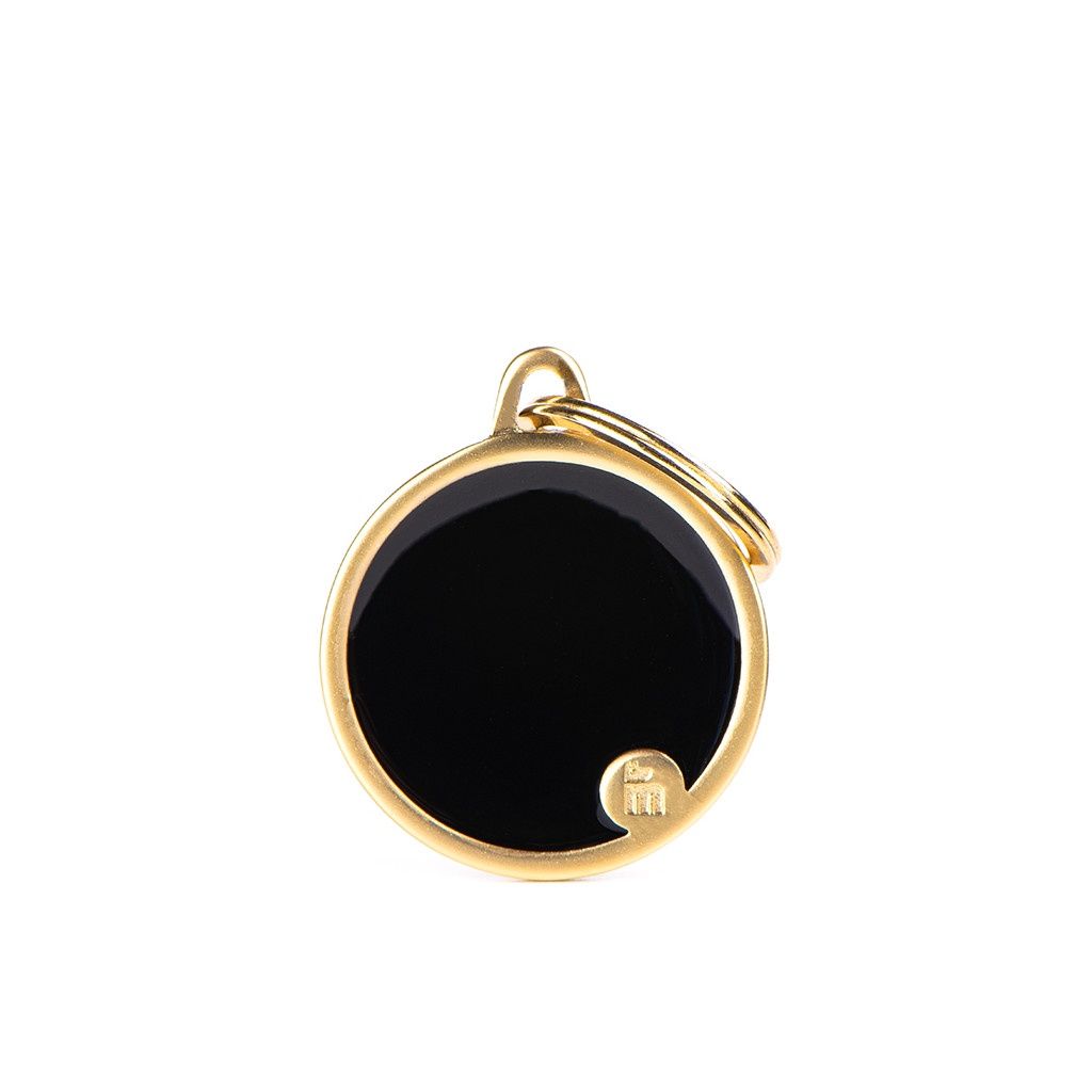 MyFamily Basic Handmade ID Tag - Black &amp; Gold Circle