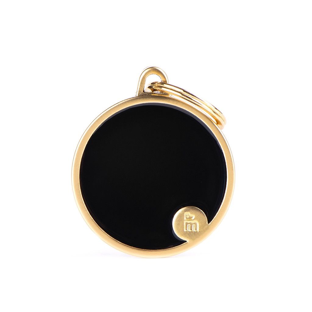 MyFamily Basic Handmade ID Tag - Large Black &amp; Gold Circle