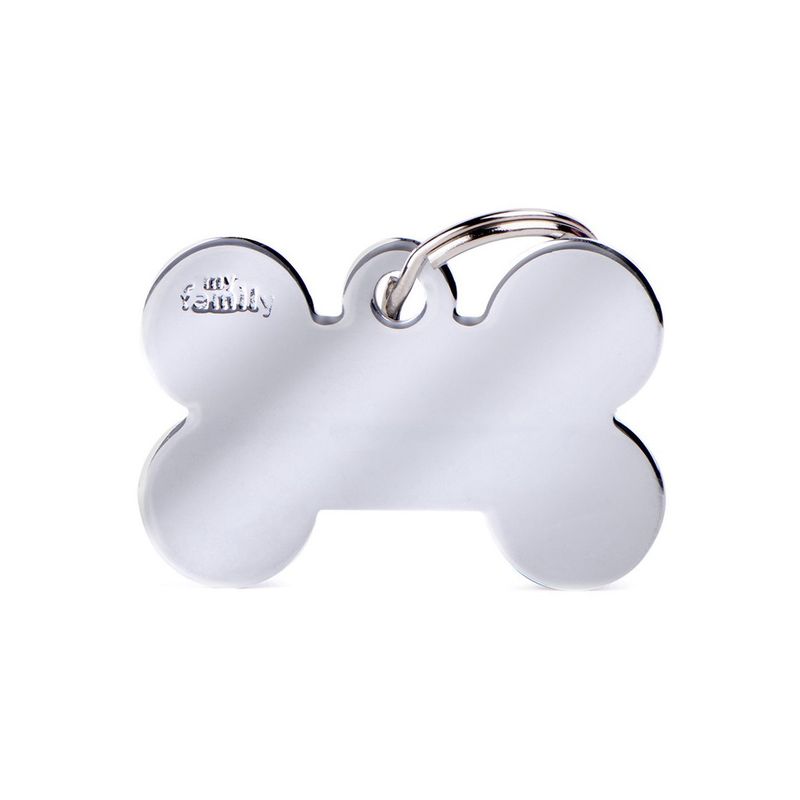 MyFamily Basic Chrome ID Tag - Large Bone