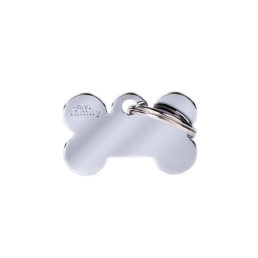 MyFamily Basic Chrome ID Tag - Small Bone