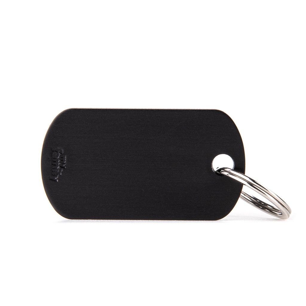 MyFamily Basic Aluminium ID Tag - Small Military Tag (Various Colours), Colour: Black