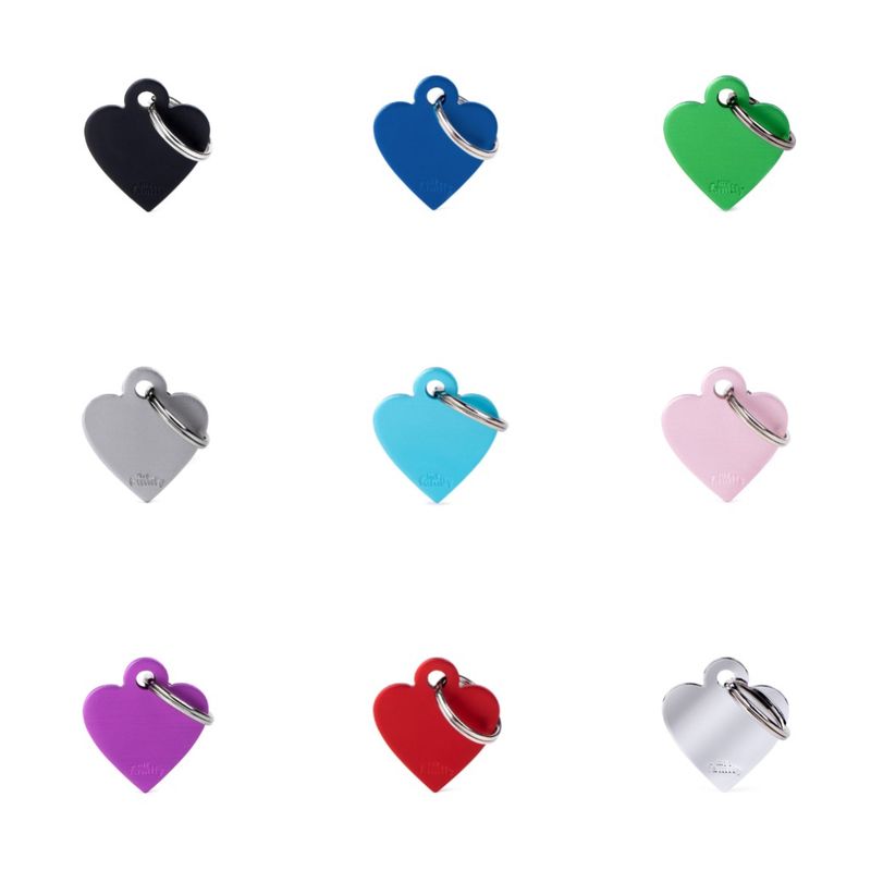 MyFamily Basic Aluminium ID Tag - Small Heart (Various Colours)