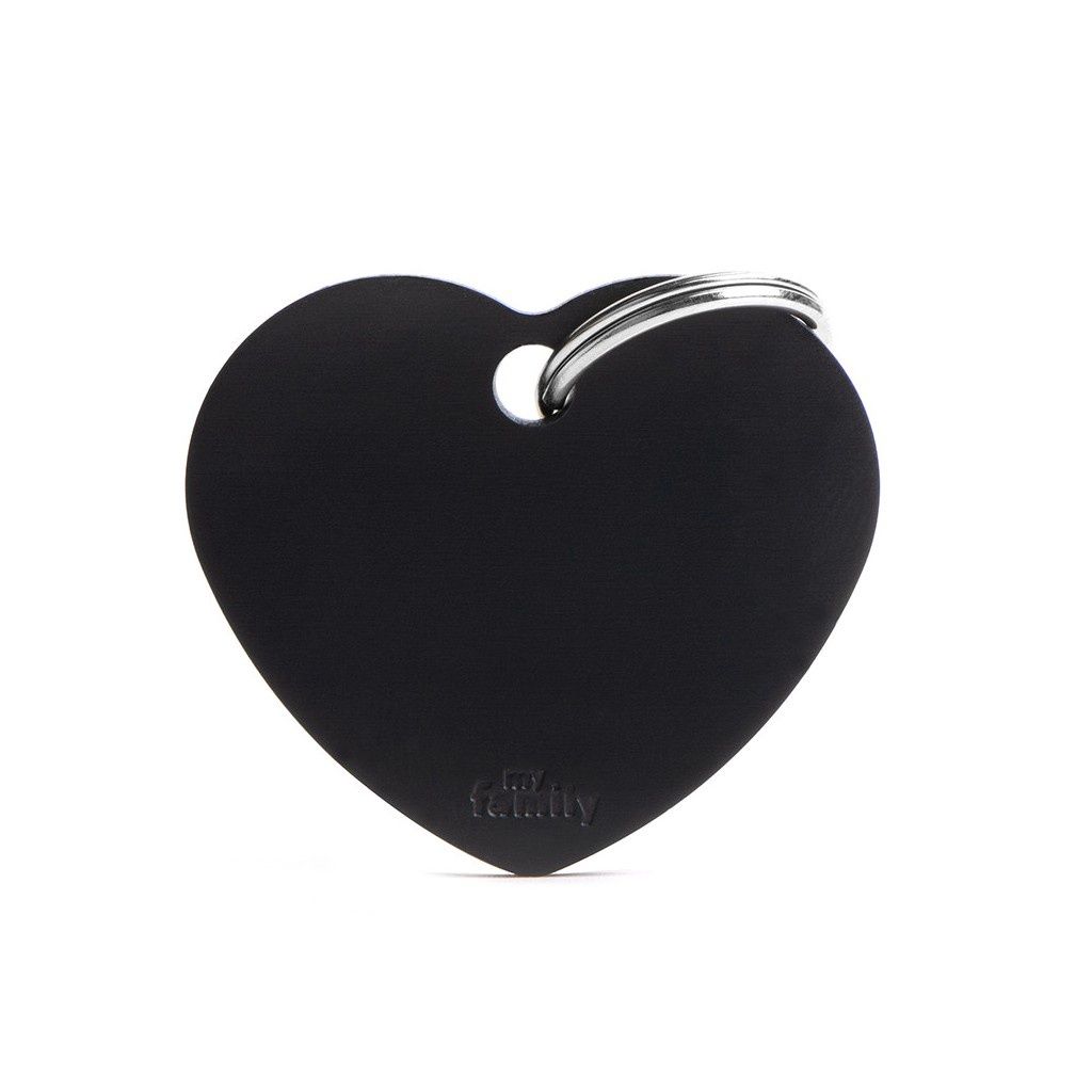 MyFamily Basic Aluminium ID Tag - Big Heart (Various Colours), Colour: Black