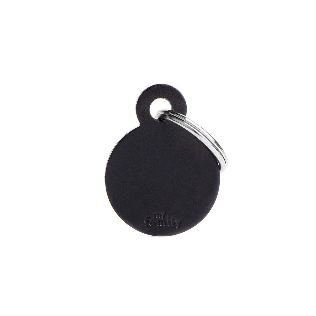 MyFamily Basic Aluminium ID Tag - Small Circle (Various Colours), Colour: Black