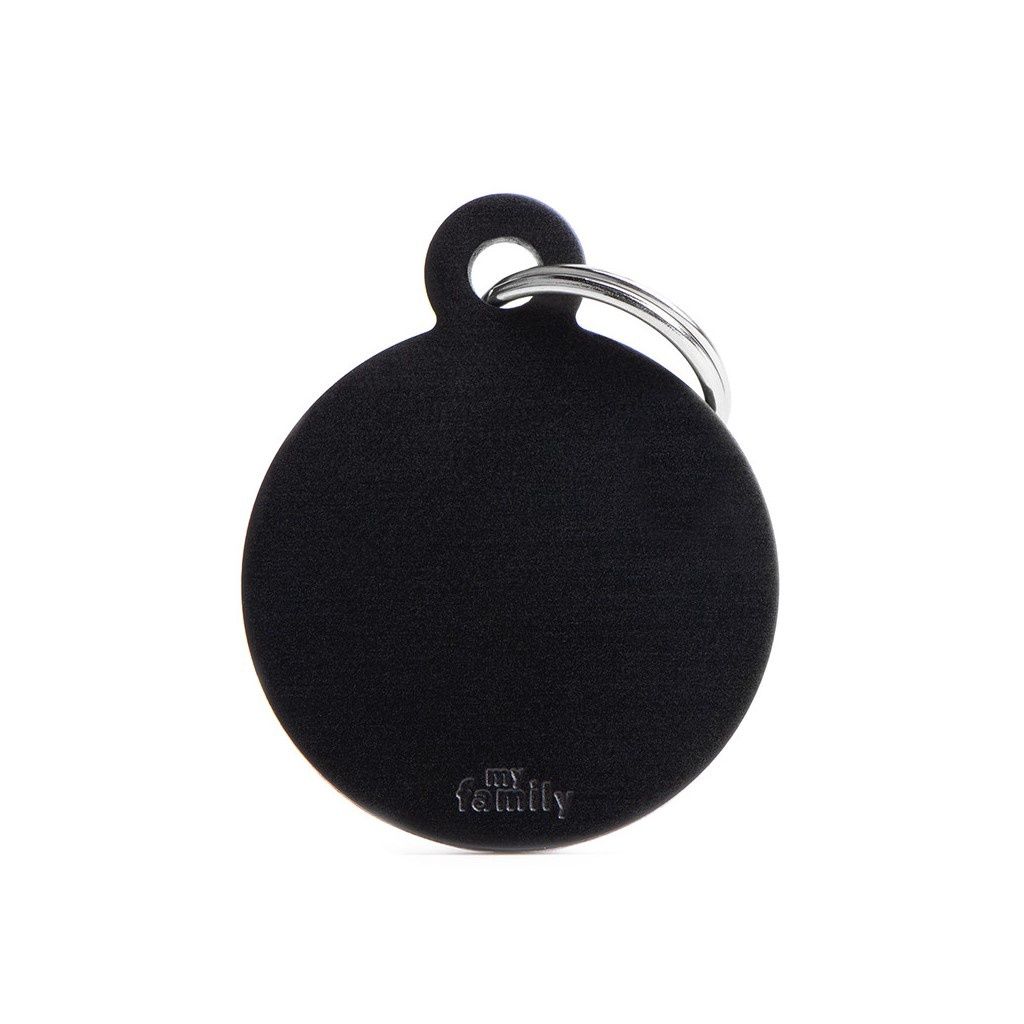 MyFamily Basic Aluminium ID Tag - Large Circle (Various Colours), Colour: Black