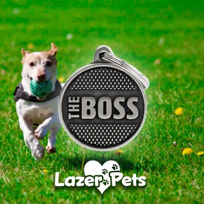 MyFamily Bronx ID Tag - Antique Silver &quot;The Boss&quot;