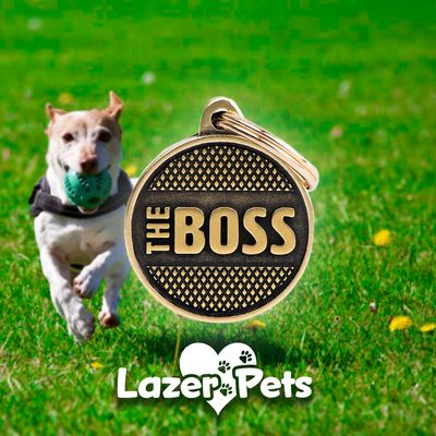 MyFamily Bronx ID Tag - English Brass &quot;The Boss&quot;
