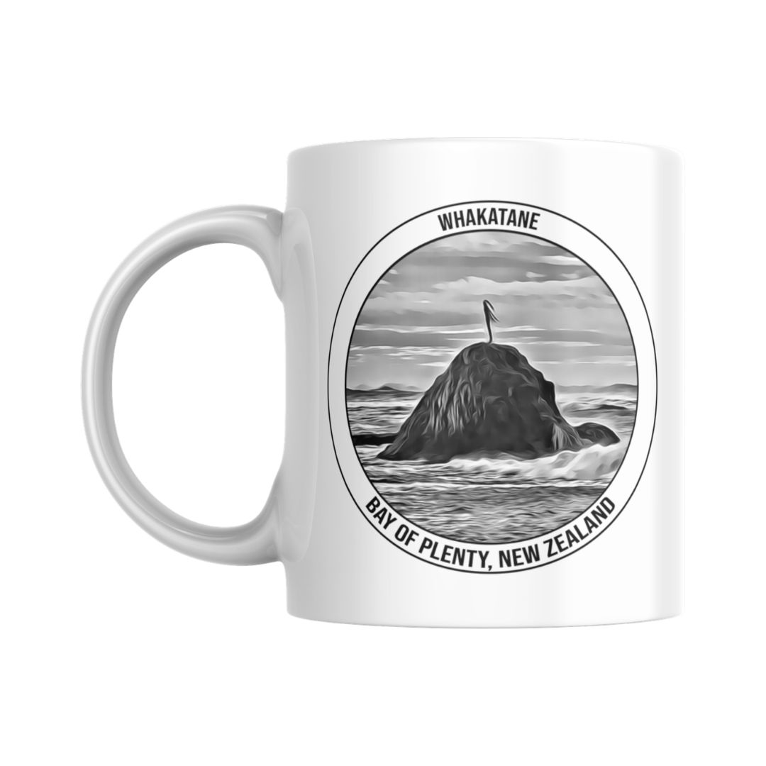 Whakatāne Souvenir Mugs, Style: Lady On The Rock #1