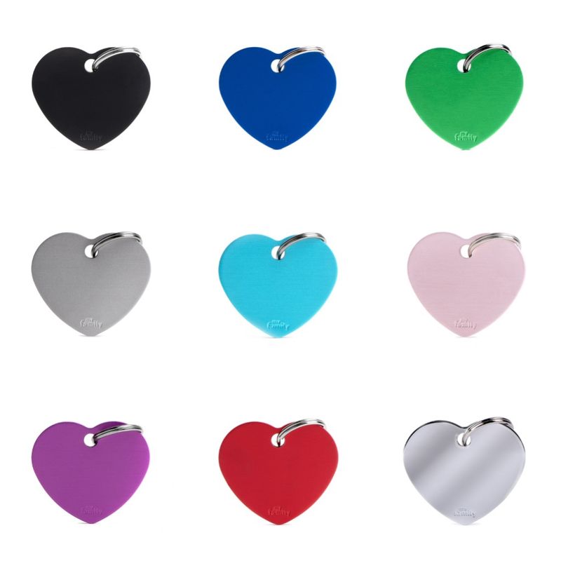 MyFamily Basic Aluminium ID Tag - Big Heart (Various Colours)