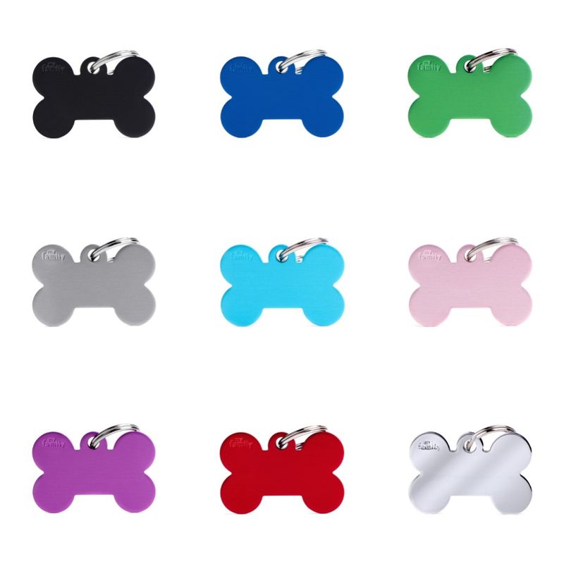 MyFamily Basic Aluminium ID Tag - Large Bone (Various Colours)