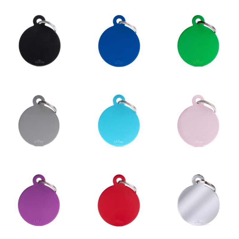 MyFamily Basic Aluminium ID Tag - Large Circle (Various Colours)