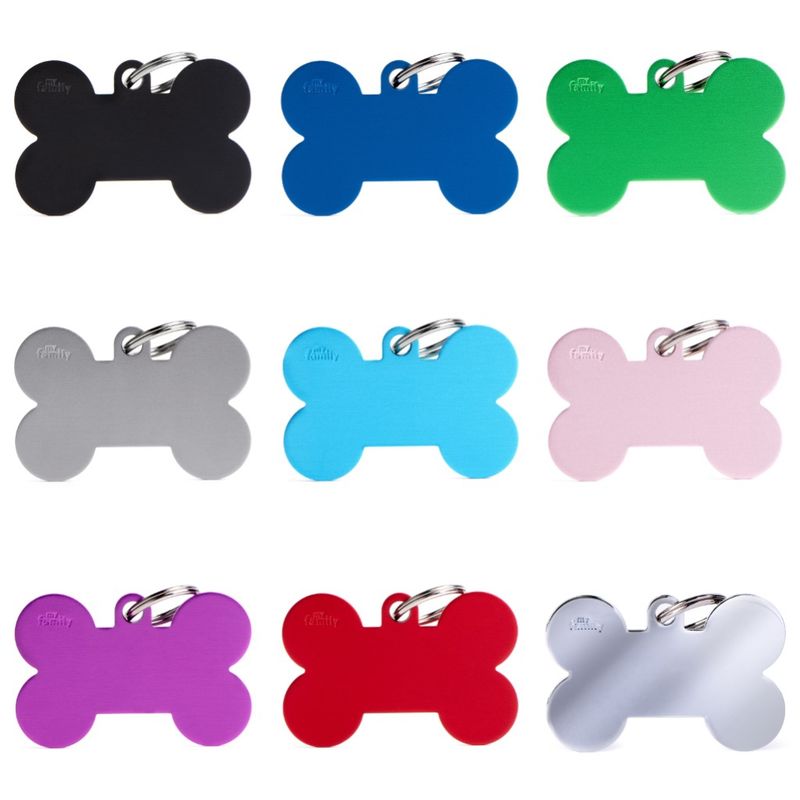 MyFamily Basic Aluminium ID Tag - XL Bone (Various Colours)