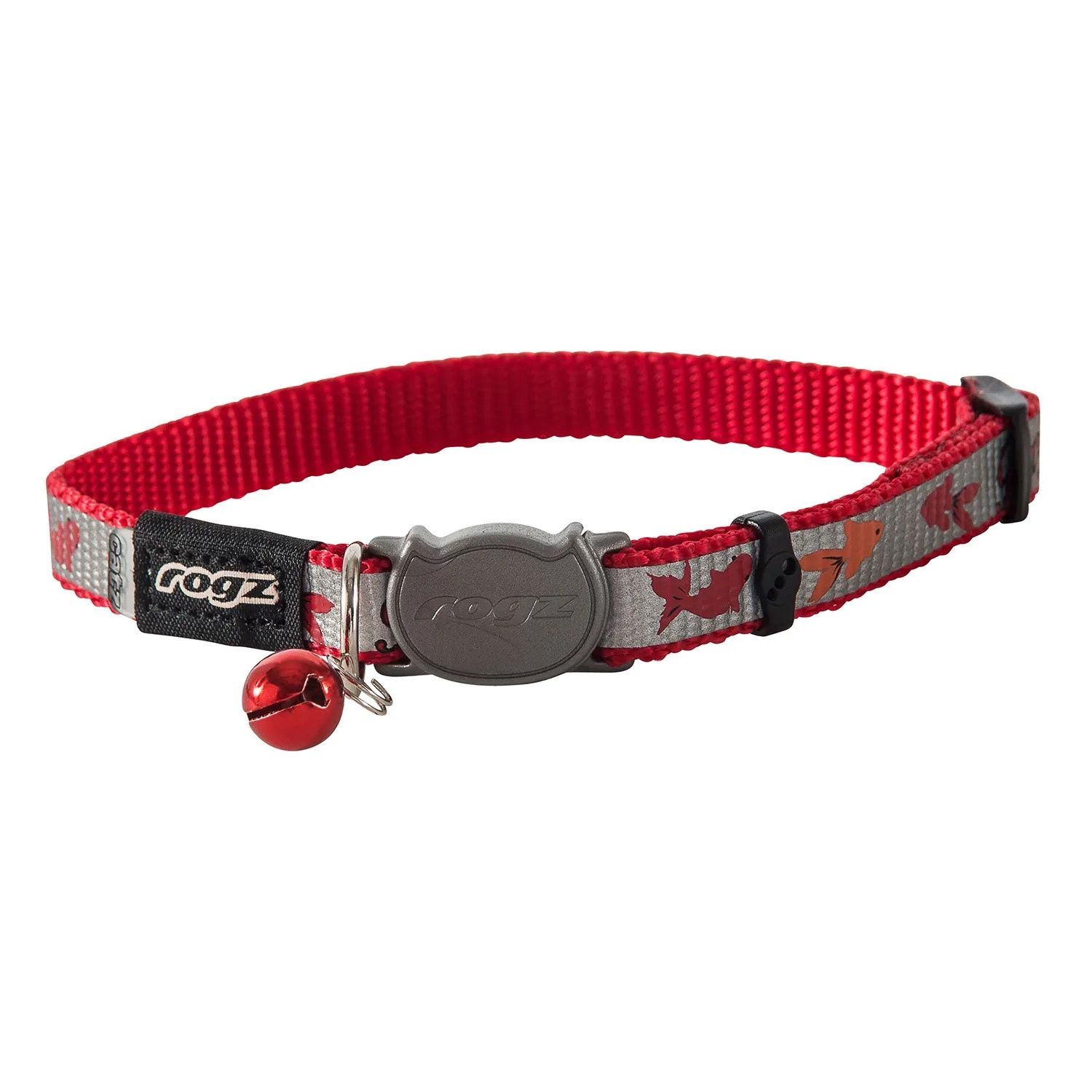 ROGZ Reflectocat Safeloc Collar, Size: XS (16.5-23cm), Colour: Red Fish