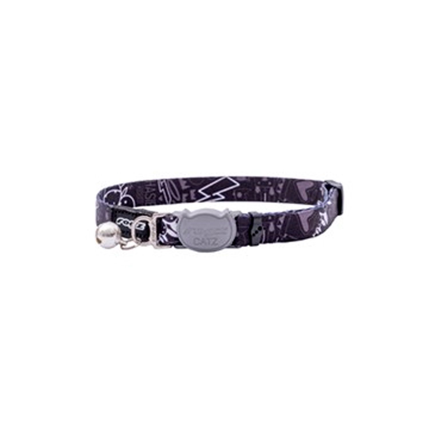 ROGZ FusionCat Safeloc Collar, Colour: Midnight Black, Size: XS (16.5-23cm)