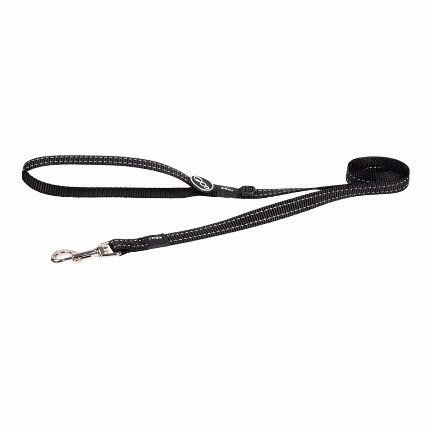 ROGZ Classic Dog Lead, Colour: Black, Size: S