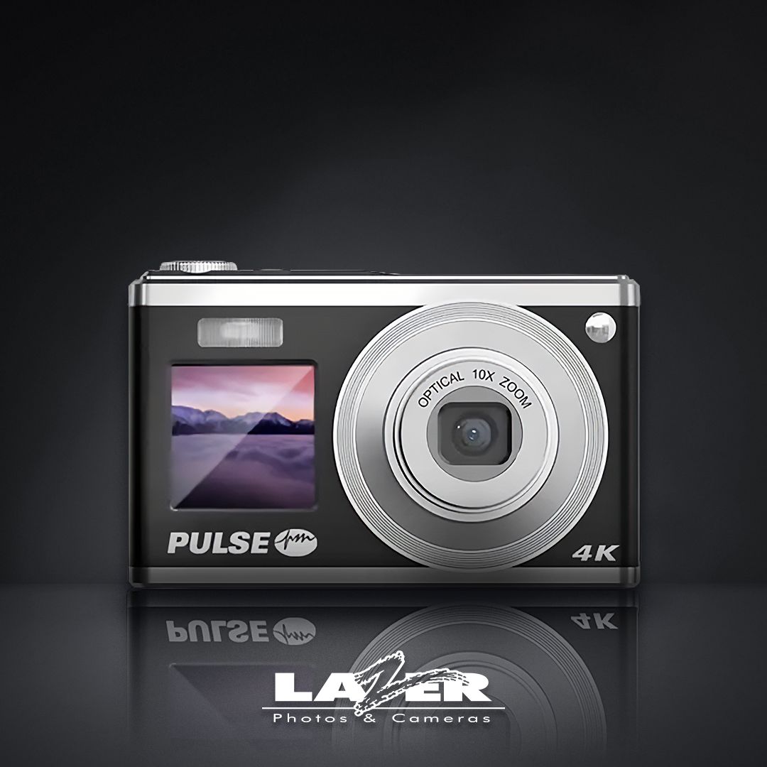 PULSE 10x Optical Zoom Compact Camera (Dual-Screen), Colour: Black