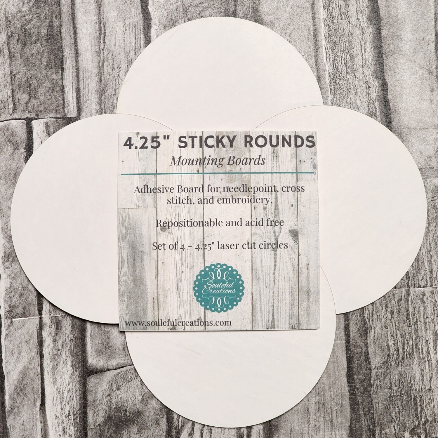4 pack 4.25&quot; Round Laser Cut Pres-On Mounting Sticky Board