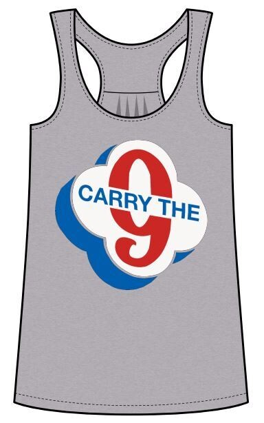 Carry the 9 Logo Women&#39;s Gathered Racerback Tank - Black or Heather Gray