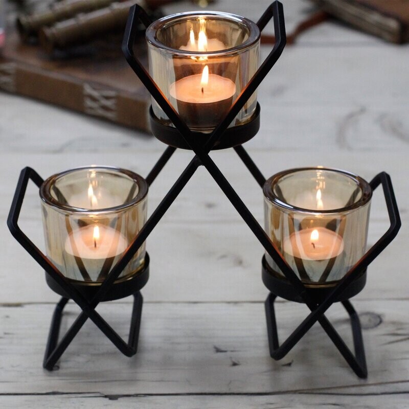 Bougeoir en fer - 3 coupes triangle