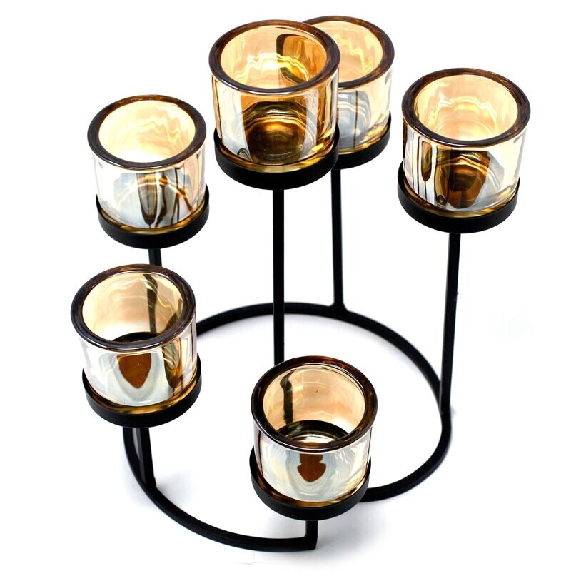 Bougeoir en fer - 6 coupes chandelier de terre