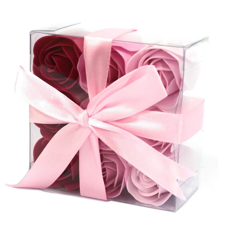 Boîtes de 9 roses de savon - rose