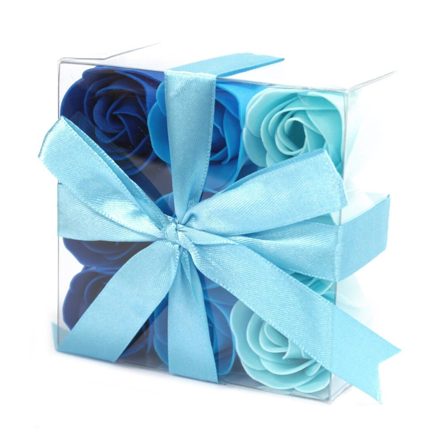 Boîtes de 9 roses de savon - bleues