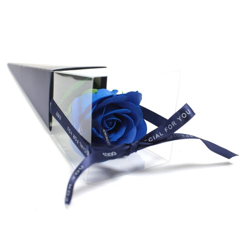 Rose de savon bleue