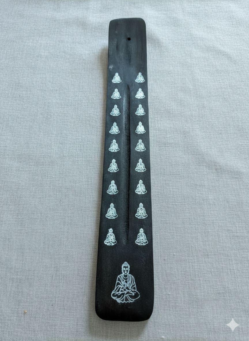 Porte encens - bois - noir bouddha