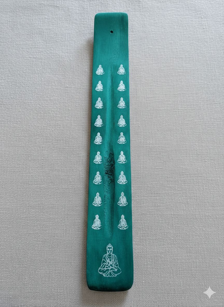 Porte encens - bois vert - bouddha