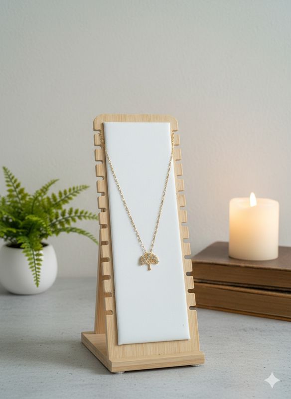 Collier arbre de vie en acier inoxydable doré et cristaux