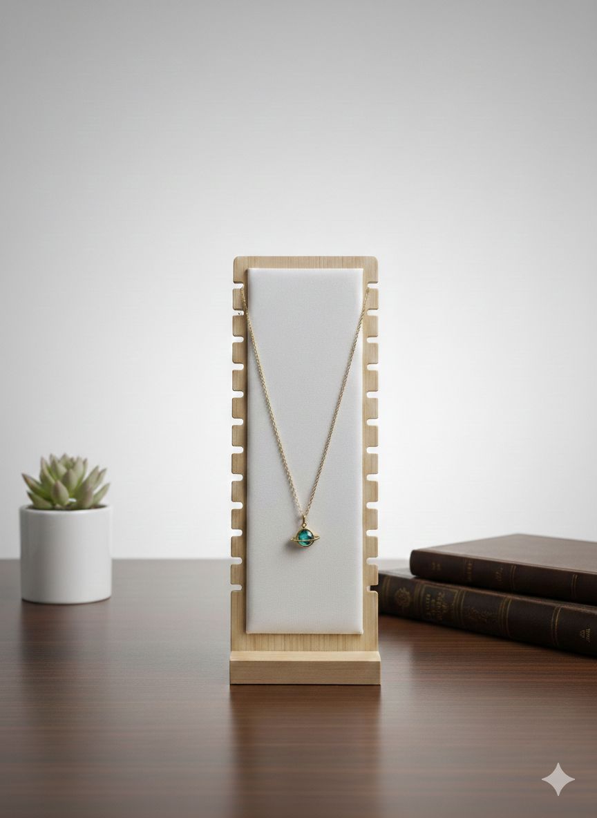 collier saturne en acier inoxydable doré