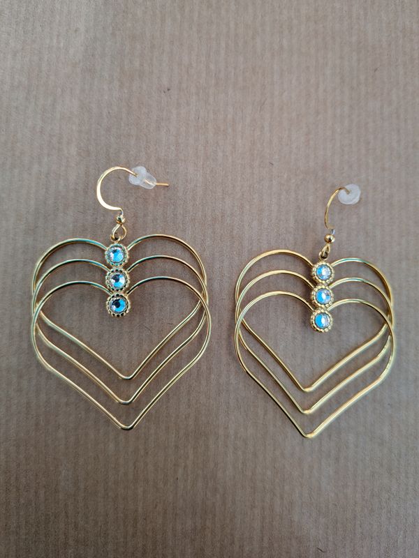 Boucle d'oreille - triple cascade cœur