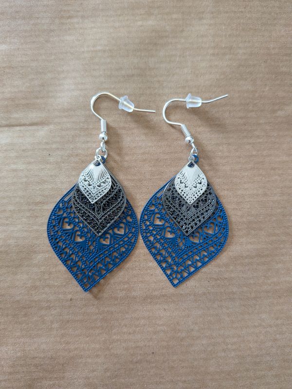 Boucles d'oreille "Filigrane bohème" tricolore