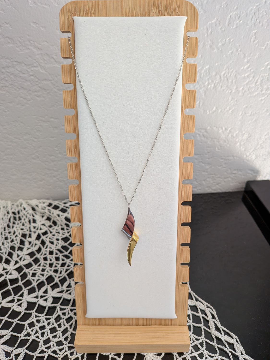 Collier pendentif "duo de flammes bicolore"