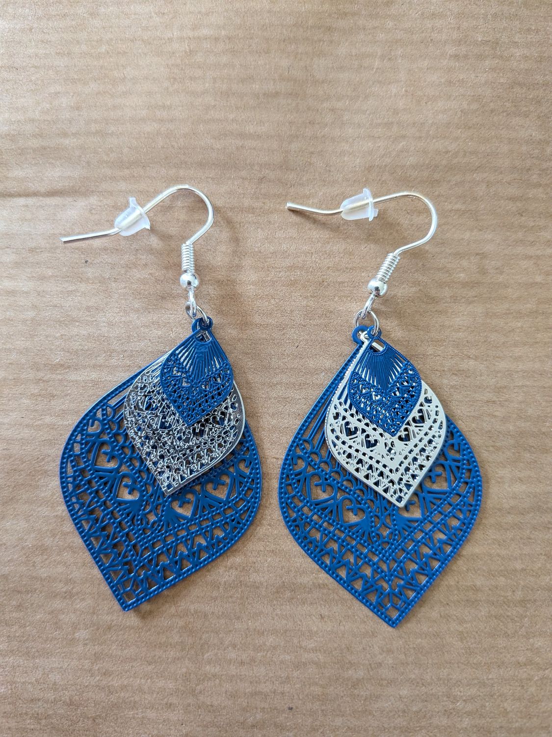 Boucles d'oreille "filigrane bohème" bleu