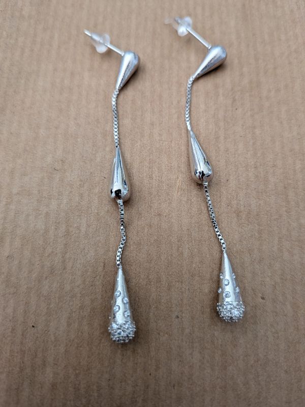 Boucles d'oreille "cascade argentée "