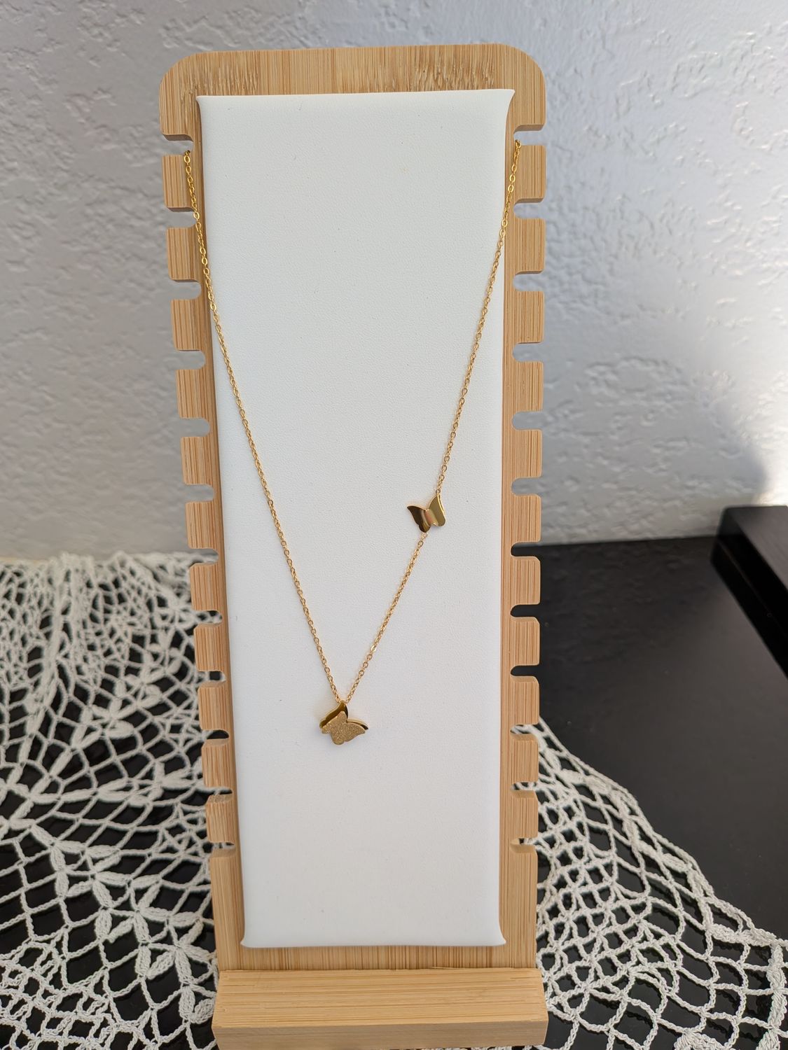 Collier Asymétrique "Duo de Papillons" Doré